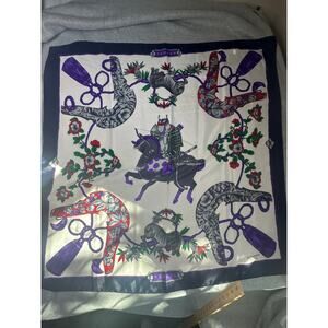 Hermès Paris Silk Scarf Carré 90 Equestrian Horse Motif Purple Multicolor